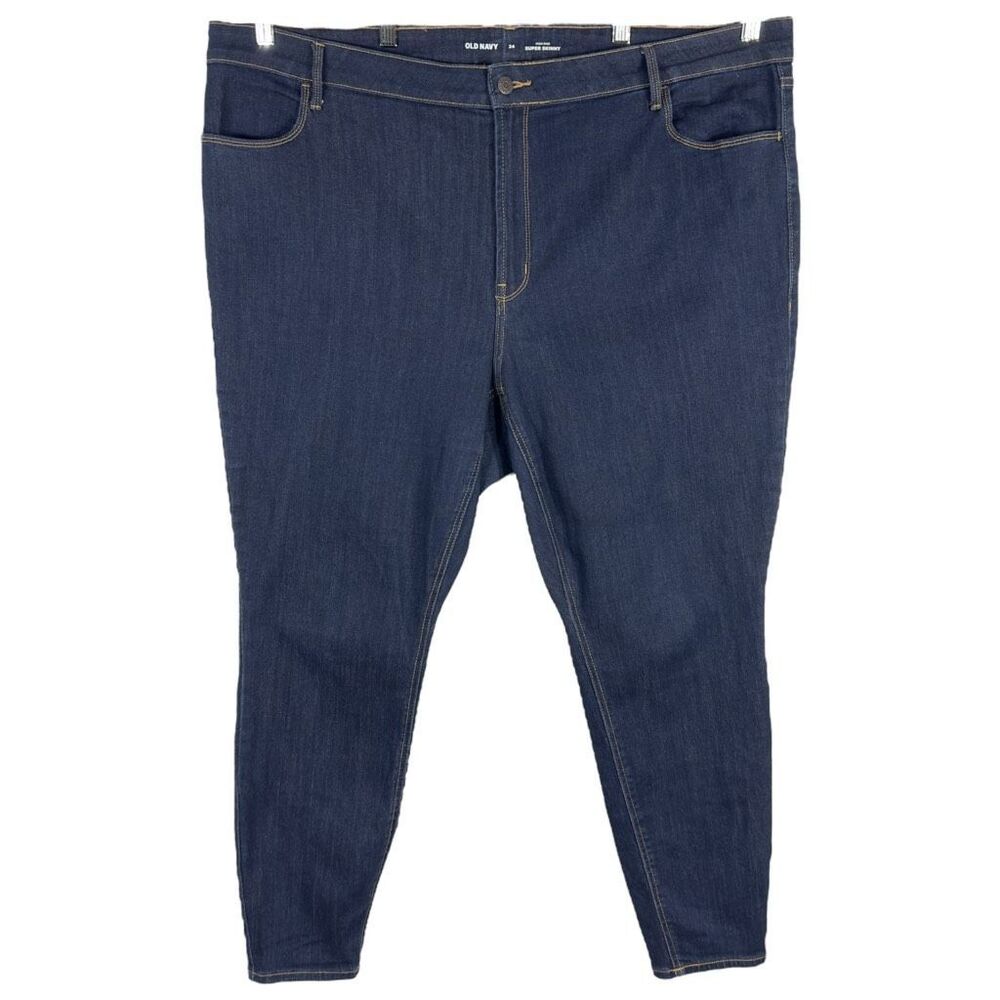 Old Navy Plus Size 24 Jeans High Rise‎ Super Skinny Dark Blue Stretch Denim 1271